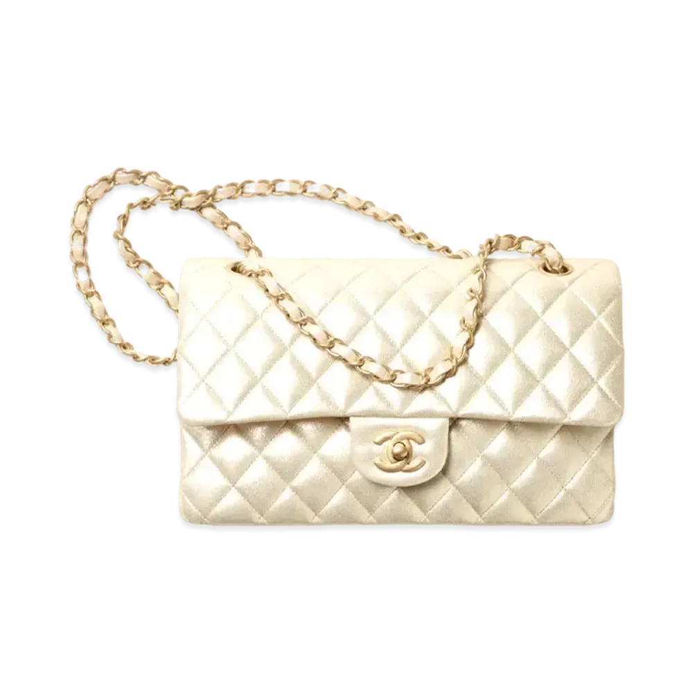 CHANEL Classic Hand Bag Metallic Lambskin "Gold"