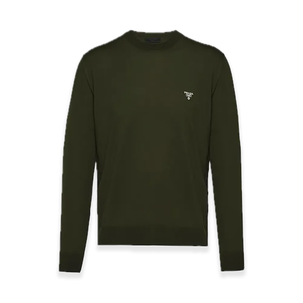 PRADA Superfine Wool Crewneck Sweater "Khaki"