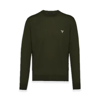 PRADA Superfine Wool Crewneck Sweater "Khaki"