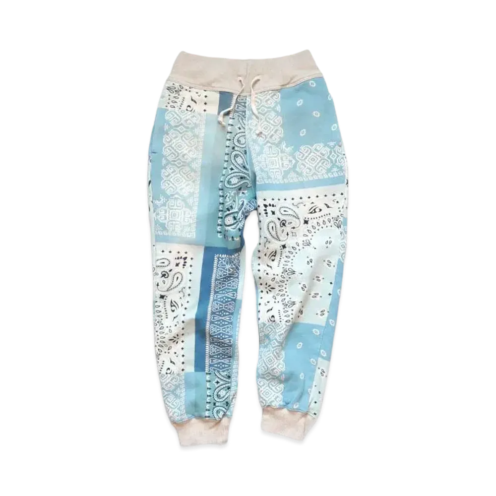 KAPITAL Fleece Bandanna Sweat Rib Pants "Sax"