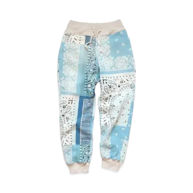 KAPITAL Fleece Bandanna Sweat Rib Pants "Sax"
