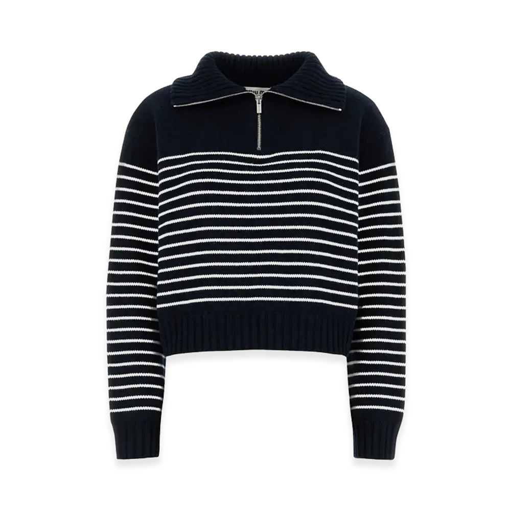 MIU MIU Women's Embroidered Cashmere Sweater "Blue"