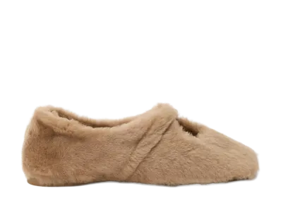 LOEWE Women's Pebble Soft Ballerina in Shearling "Oak"