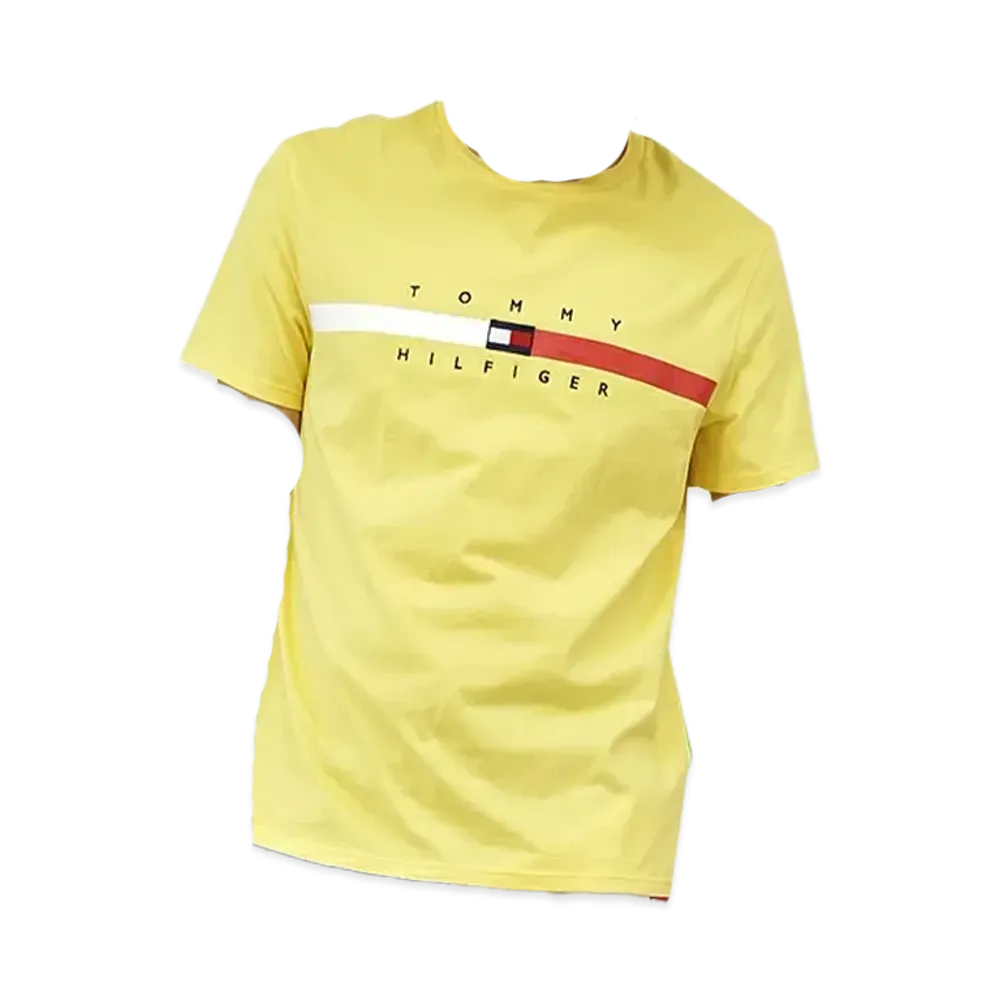 TOMMY HILFIGER Flag Stripe Short Sleeve T-Shirt "Yellow"