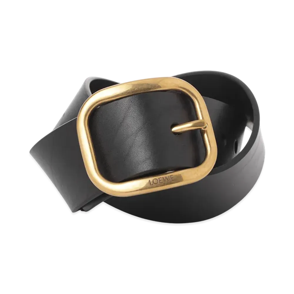 LOEWE Rounded Soft 5cm Belt "Black/Vintage Brass"