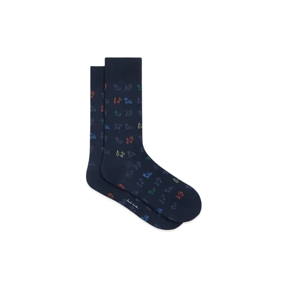 Paul Smith Sketch Dogs Socks "Navy"