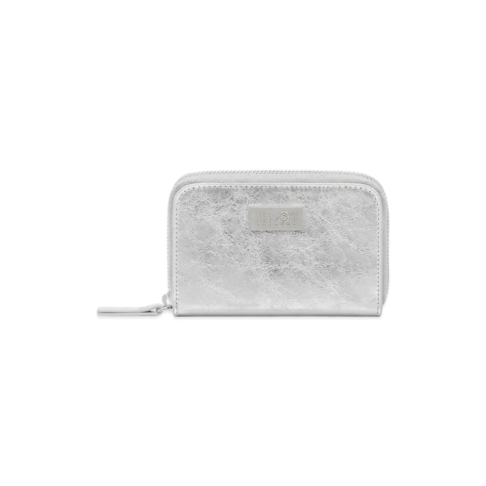 MM6 Maison Margiela Numeric Leather Zip Wallet "Silver"