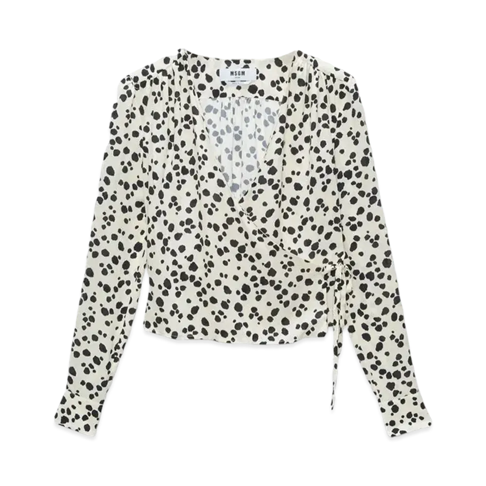 MSGM Fluid Viscose Print Blouse "White"