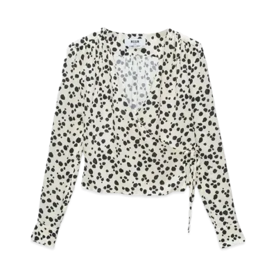 MSGM Fluid Viscose Print Blouse "White"