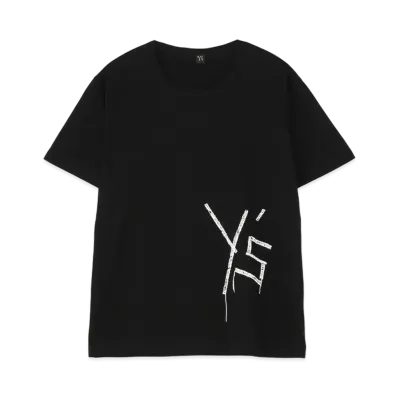 Yohji Yamamoto Y's EMBROIDERY FIRE PRINT ROUND NECK SHORT SLEEVE "Black"