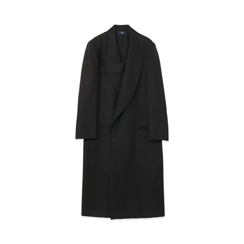 Yohji Yamamoto Y's WOOL HARD SERGE TAILORED COAT "Black"
