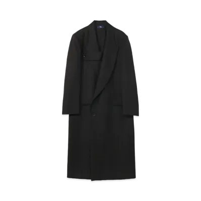 Yohji Yamamoto Y's WOOL HARD SERGE TAILORED COAT "Black"