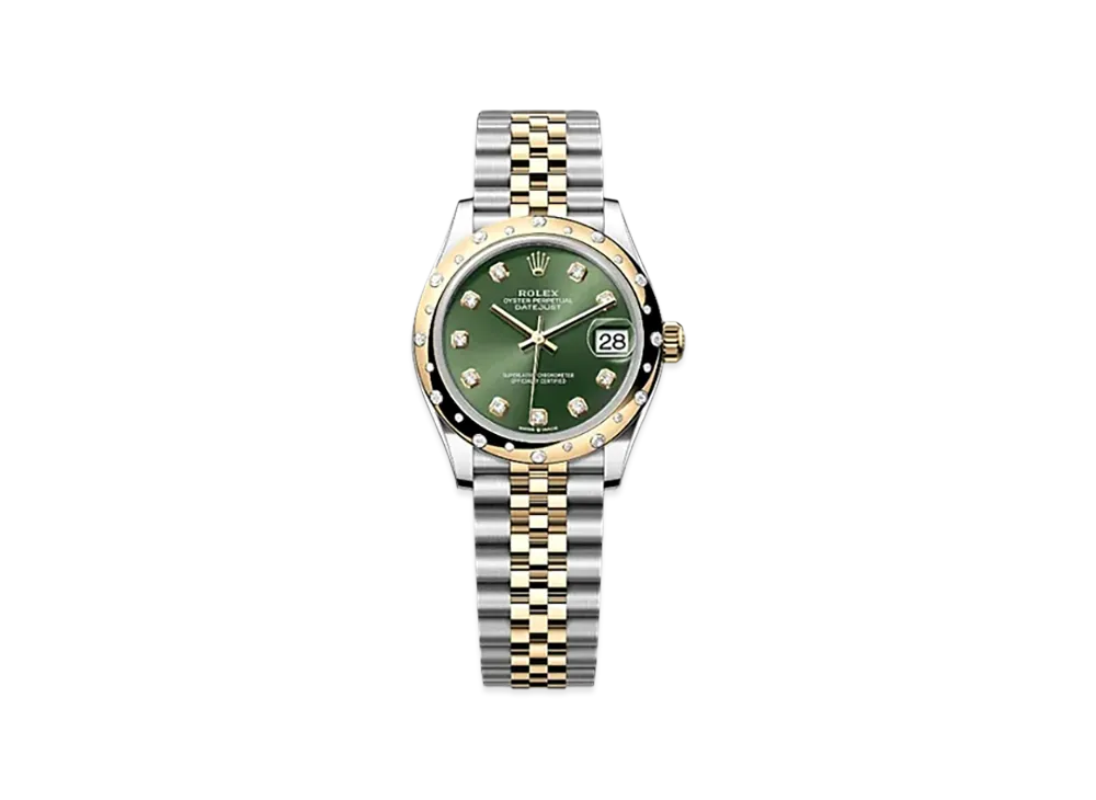 ROLEX Datejust 31mm Oystersteel & Yellow Gold Diamond 278343RBR "Olive Green"