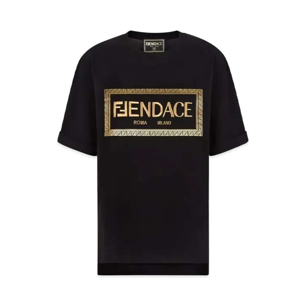 FENDI x Versace Fendace Black Cotton Logo T-Shirt "Black"