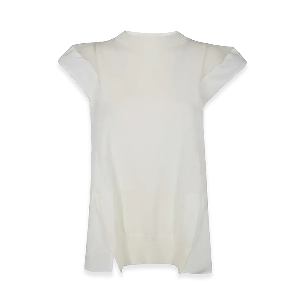 sacai Women's Popeline X Knit Pullover "White"