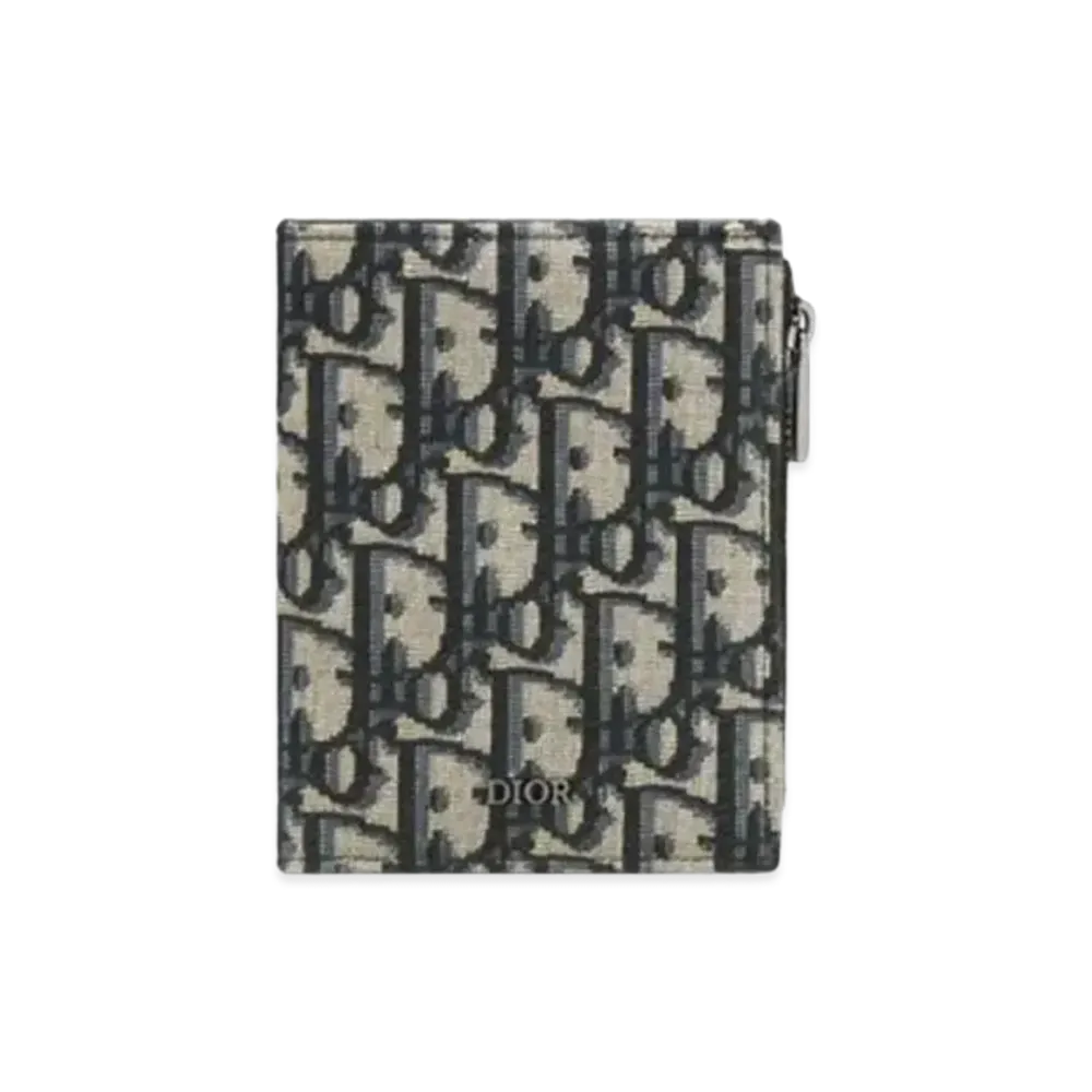 Dior Vertical Compact Card Holder Dior Oblique Jacquard "Beige/Black"