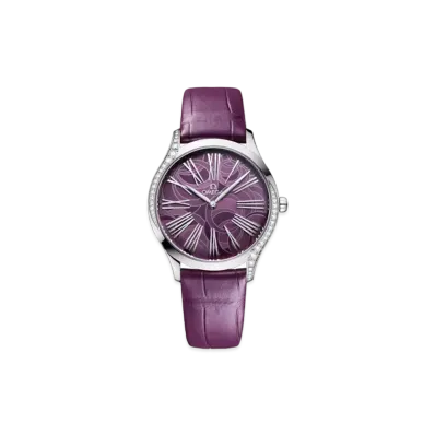 OMEGA De Ville Tresor Diamonds Alligator Leather Strap 36MM "Stainless Steel/Violet" 428.18.36.60.10.003