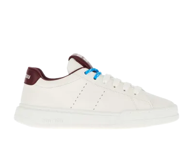 MIU MIU Women's Leather Sneakers "White/Crimson"