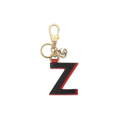 GUCCI Letter Z Keychain Leather "Black/Red"