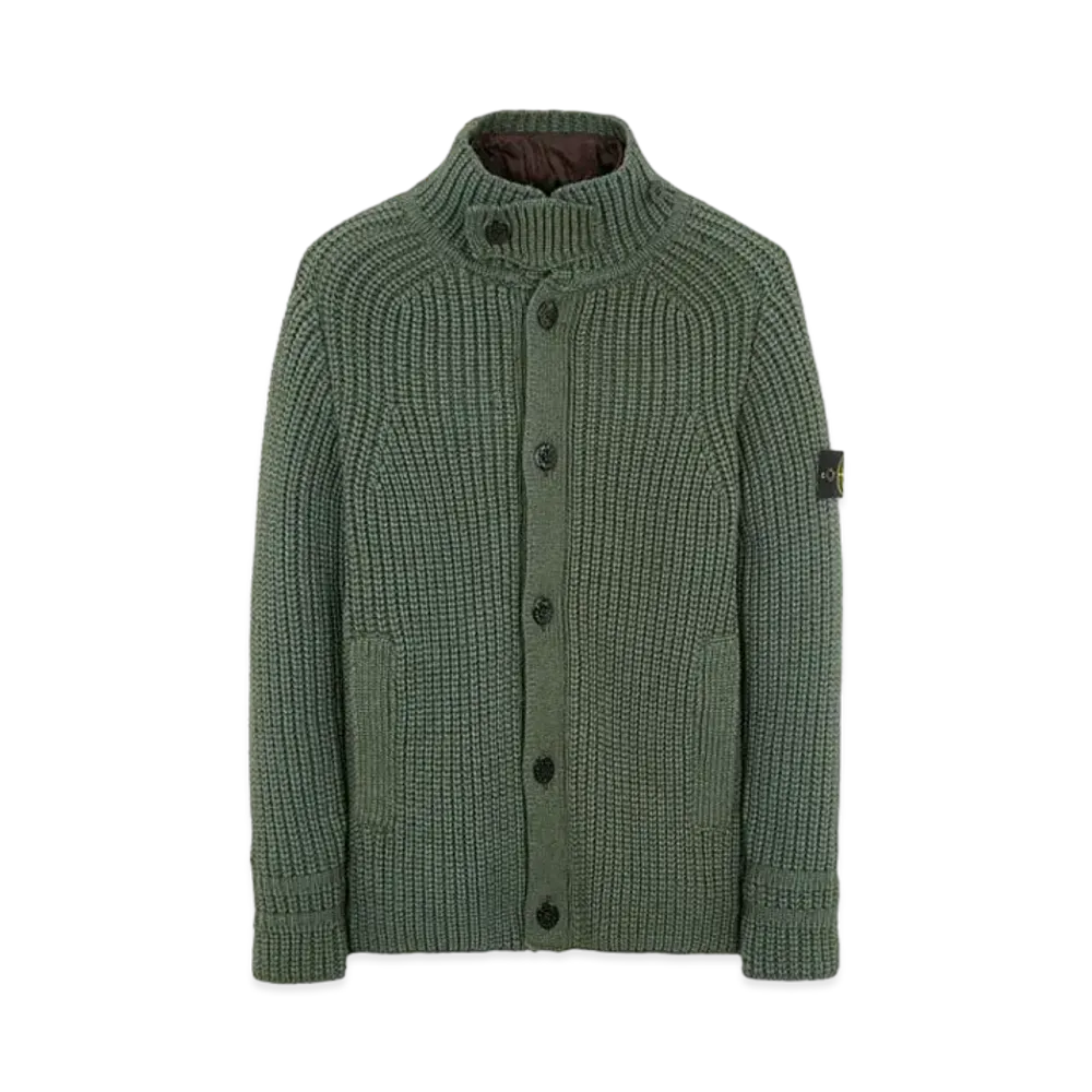 Stone Island 533A9 WOOL-SILK CHAIN YARN WITH DETACHABLE LINING "Sage Green"