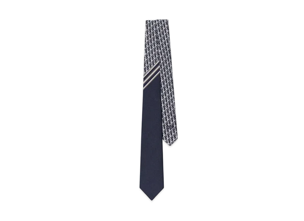 Dior Striped Dior Oblique Tie Silk "Navy Blue/White/Gray"