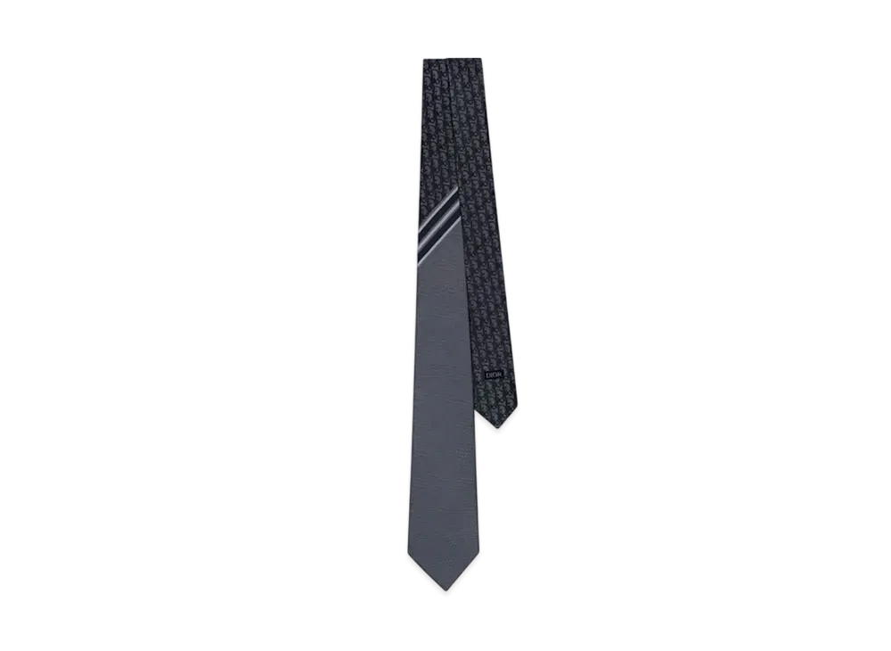 Dior Striped Dior Oblique Tie Silk "White/Gray"