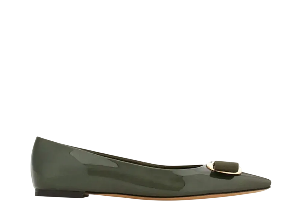 Salvatore Ferragamo Women's Ballerina Shoes "Uniform Green"