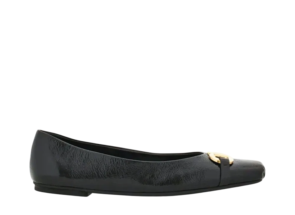 Salvatore Ferragamo Women's Gancino Ballerina Shoes "Black"