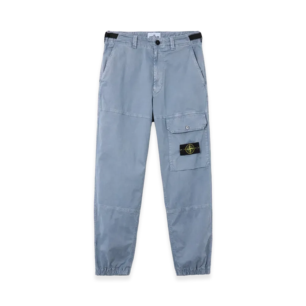 Stone Island 3100010 Organic Cotton Stretch Broken Twill 'Old' Effect "Avio Blue"