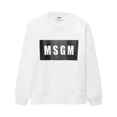 MSGM Crew Neck Cotton Sweatshirt In A Solid Colour "White"