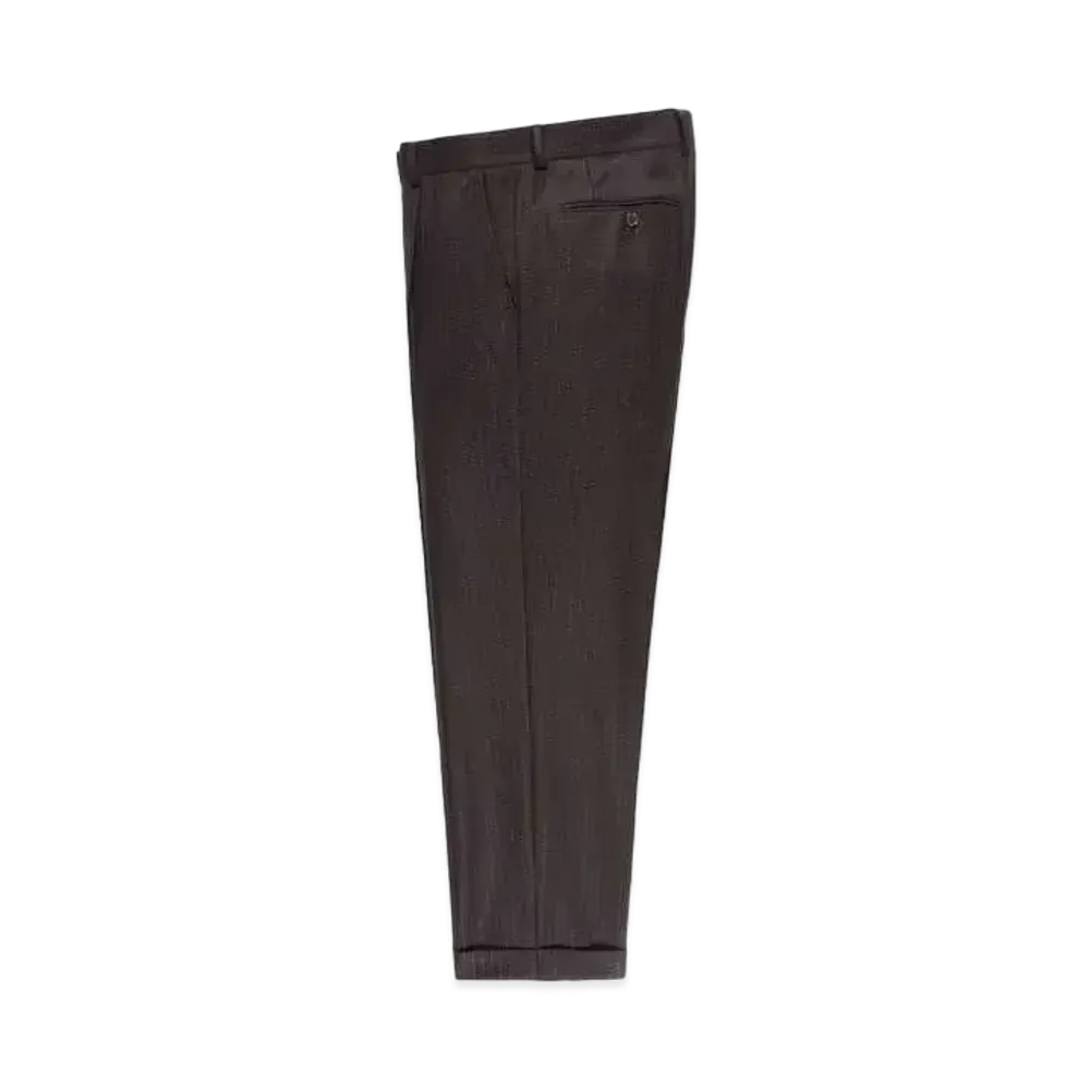 WACKO MARIA GLITTER STRIPED PLEATED TROUSERS (IMPOET FABRIC / DOEMEUIL) "Brown"