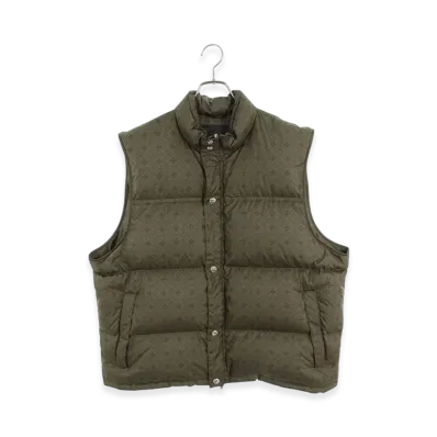 Chrome Hearts Stiff CH Plus All Over Pattern Crossball Button Nylon Down Vest "Khaki"