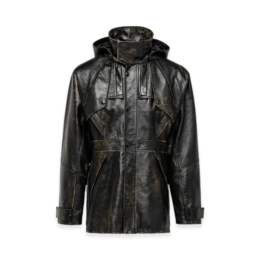 PRADA Leather Caban Jacket "Black"