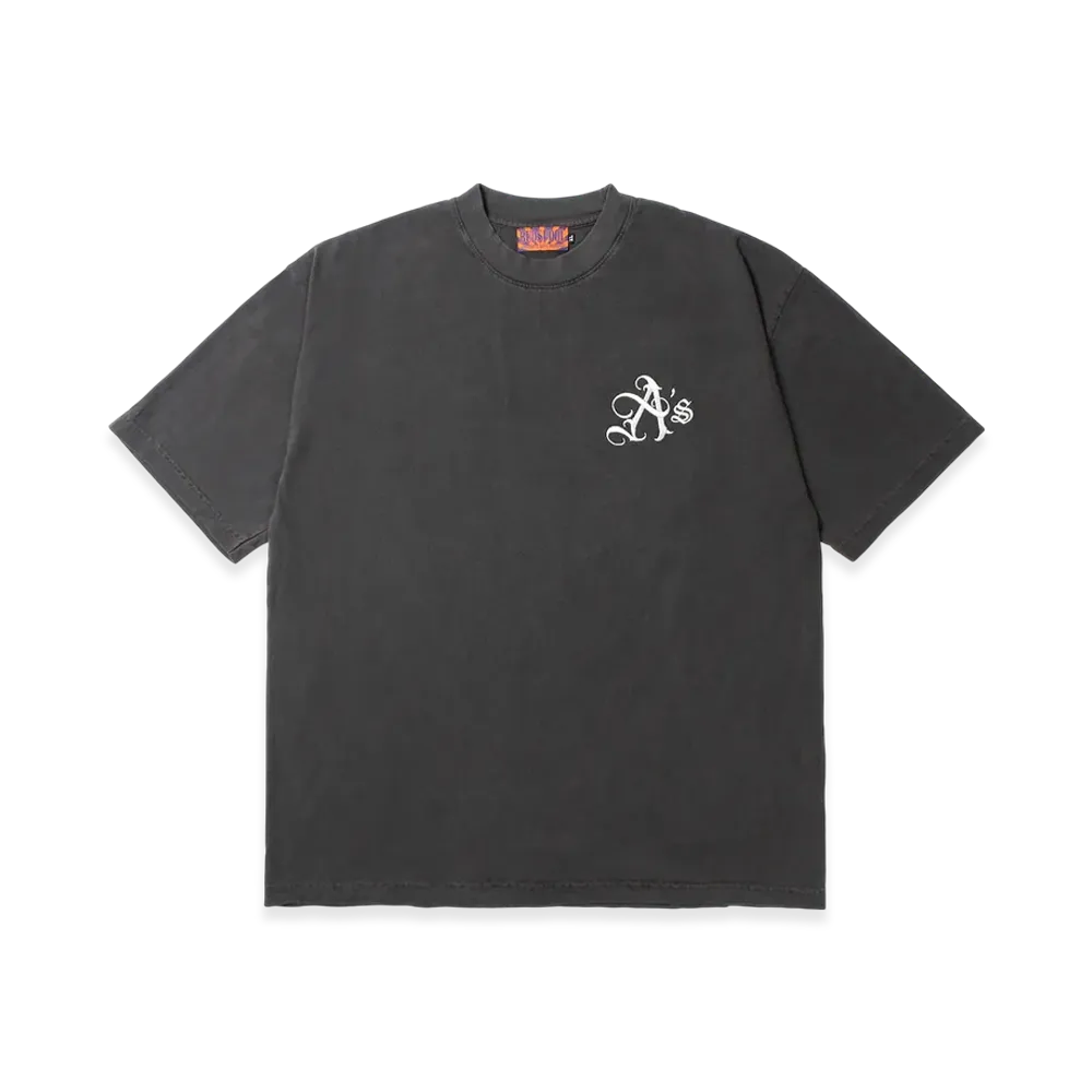 APHRODITEGANG A's Logo Embroidery Pigment Dye S/S Tee "Black/White"