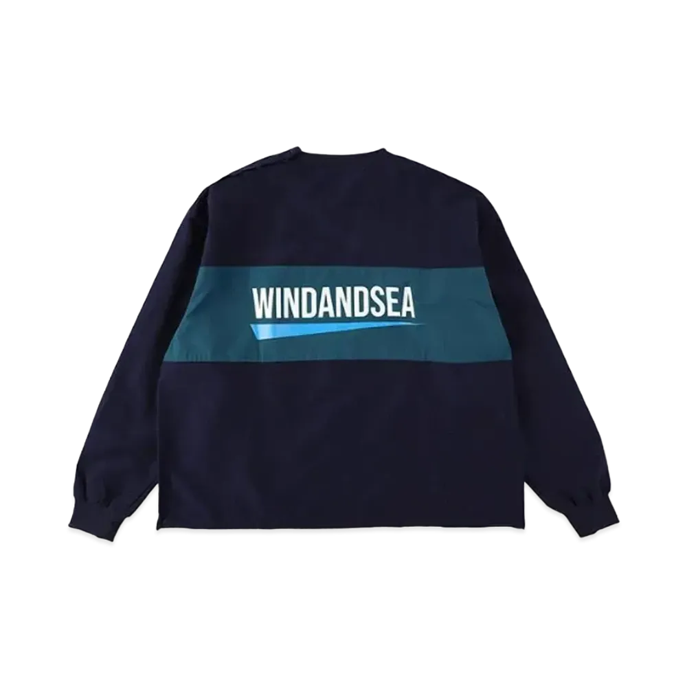 WIND AND SEA Fishnet Recycle Nylon Crew Neck Pullover Shirt "Navy"