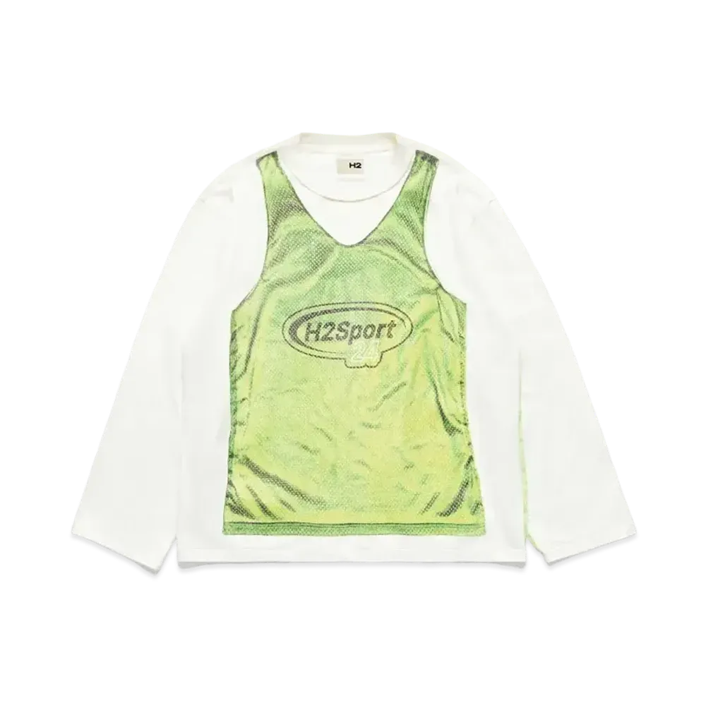HERON PRESTON x H&M H2 Printed Jersey Tops "White/Light Green"