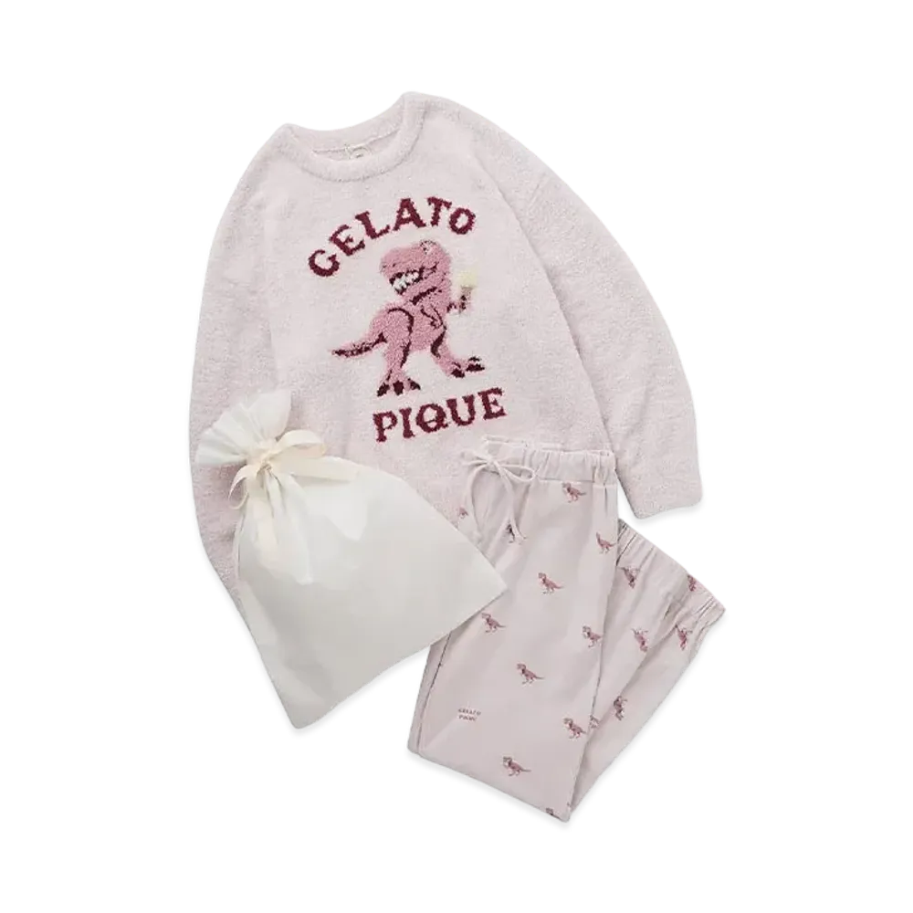 GELATO PIQUE Dinosaur Jacquard Pullover And Long Pants Set "Pink"
