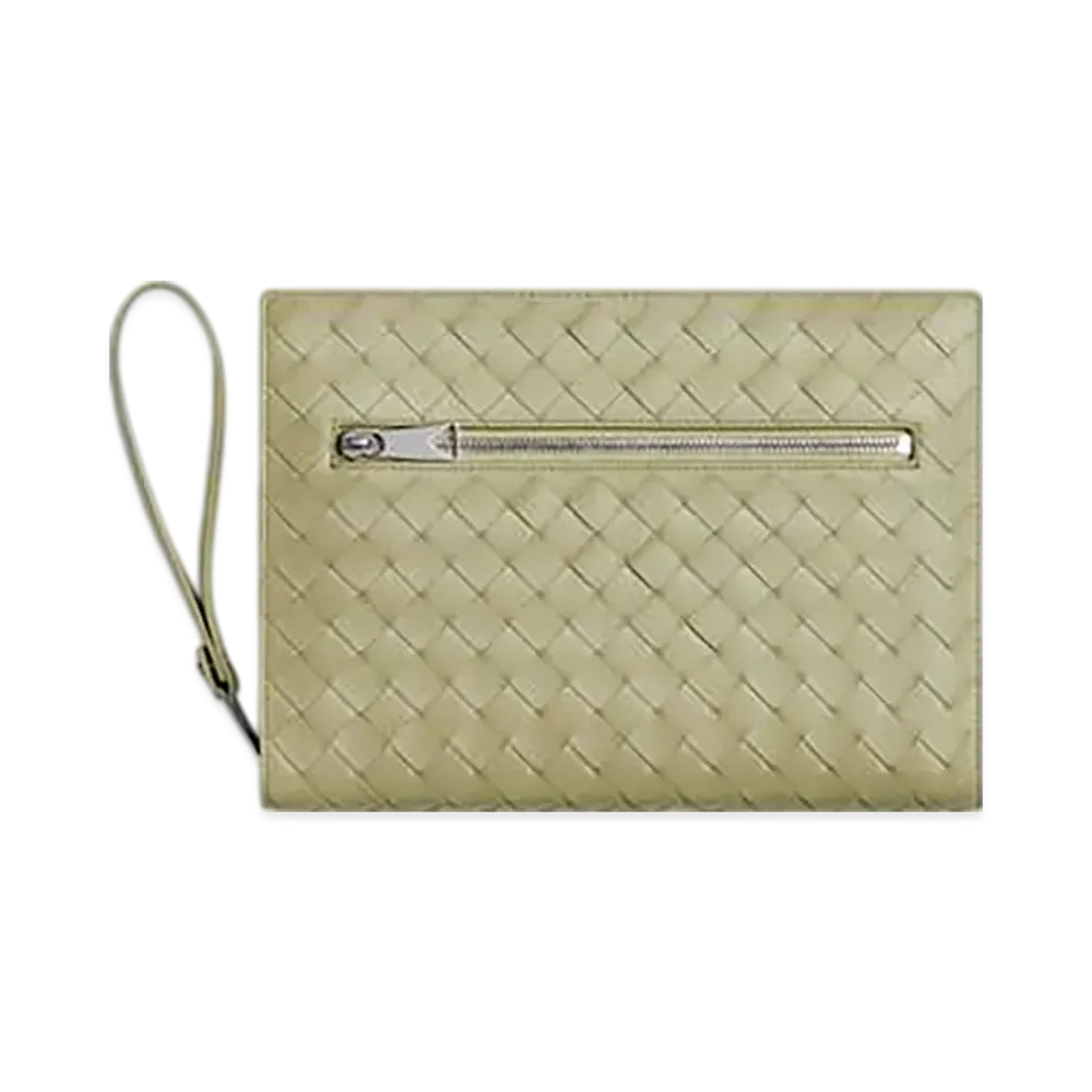 Bottega Veneta Small Intrecciato Document Case With Wristlet "Travertine"