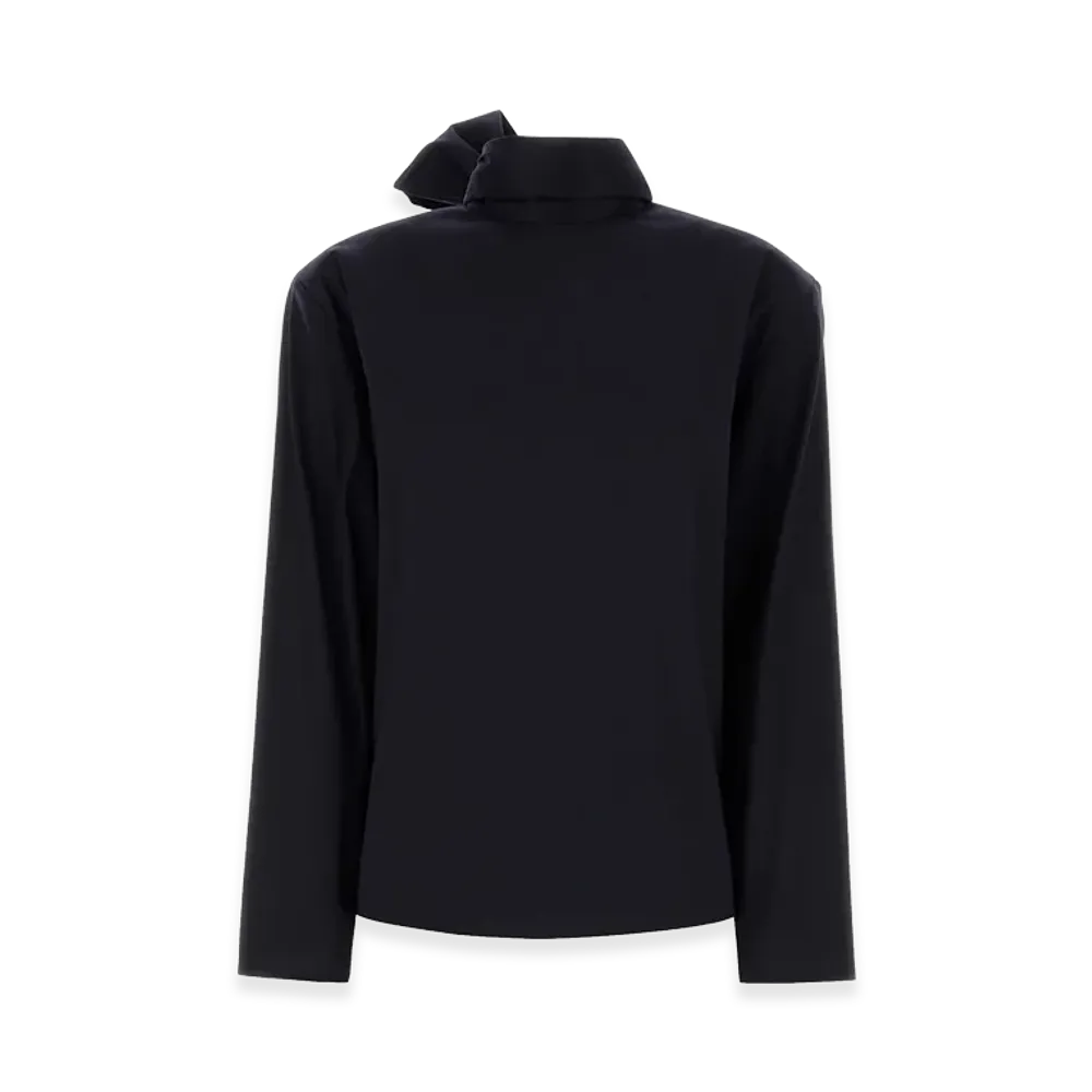 Saint Laurent Women's Navy Stretch Silk Blend Blouse "Blue"