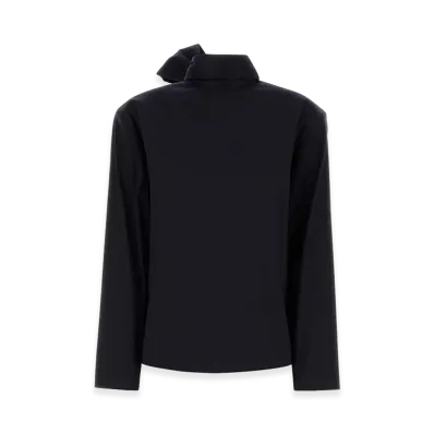 Saint Laurent Women's Navy Stretch Silk Blend Blouse "Blue"