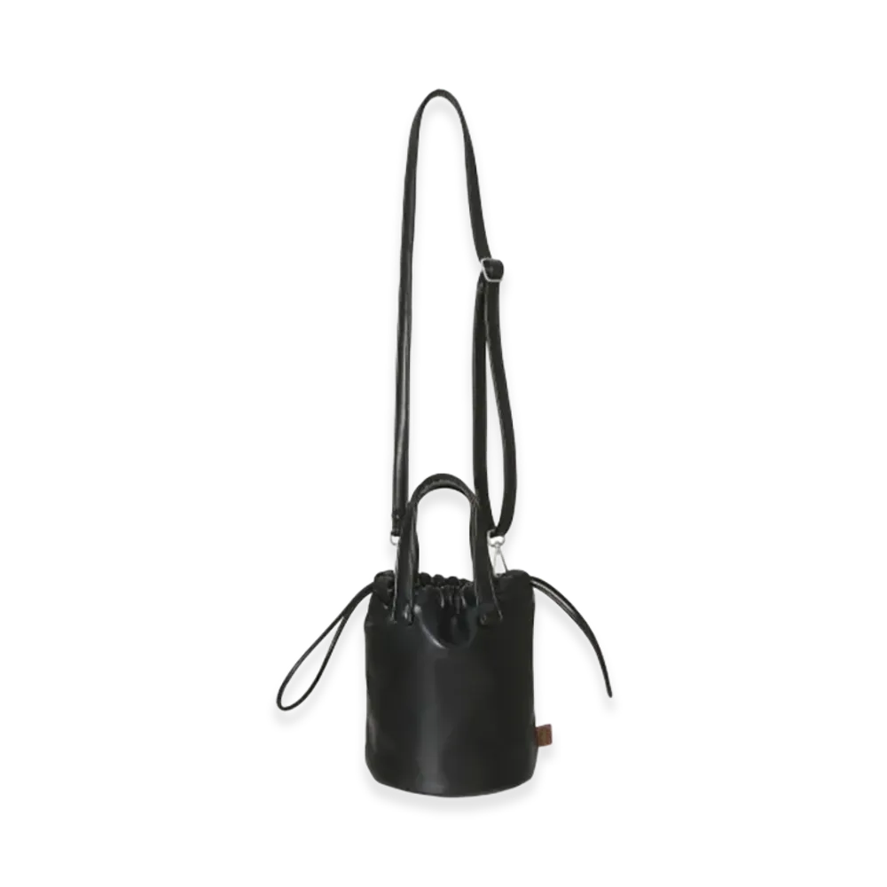 STARBUCKS STAND x BEAMS Synthetic Leather Drawstring Bag "Black"