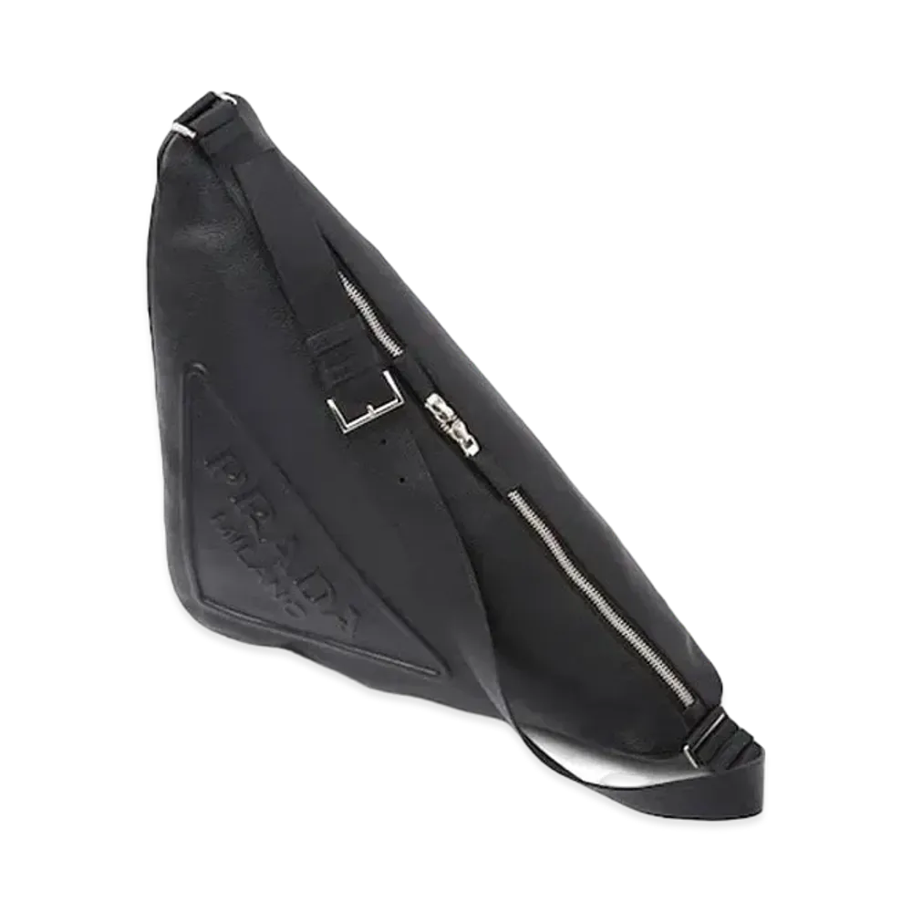 PRADA Triangle Leather Bag "Black"