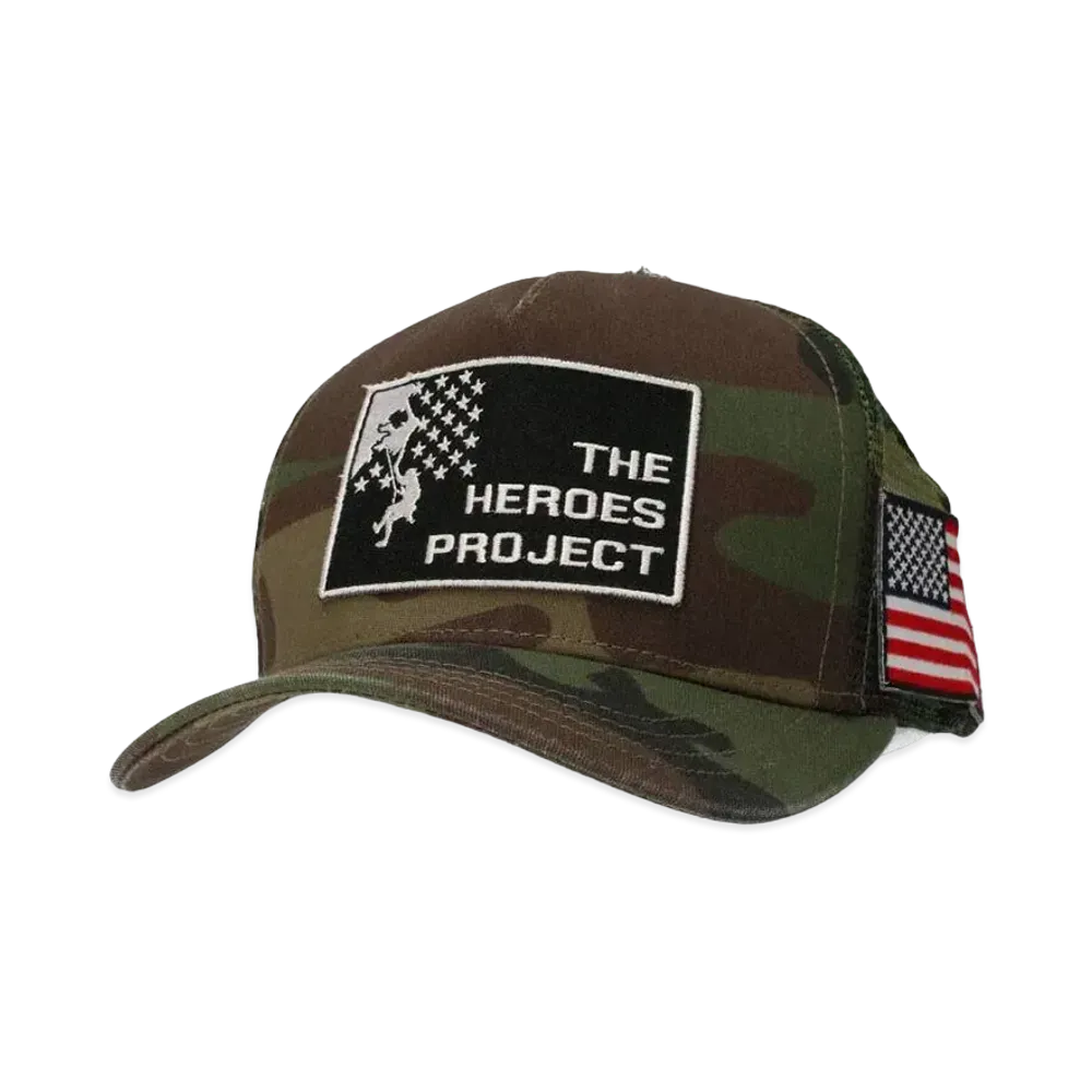 Chrome Hearts The Heroes Project Trucker Cap Patch Cross Ball Mesh Camouflage "Green/Brown"