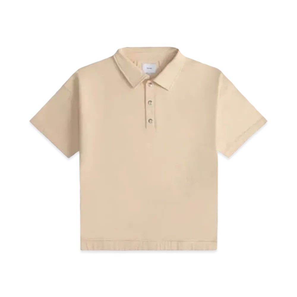 RHUDE Pique Snap Short Sleeve Polo "Cream"