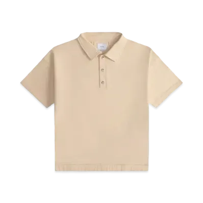 RHUDE Pique Snap Short Sleeve Polo "Cream"