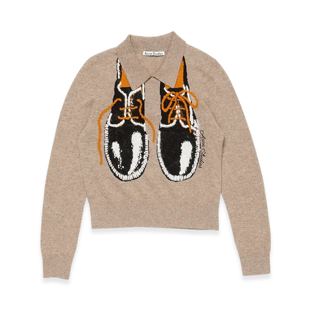 Acne Studios Yak Wool Polo Sweater "Greige Melange"