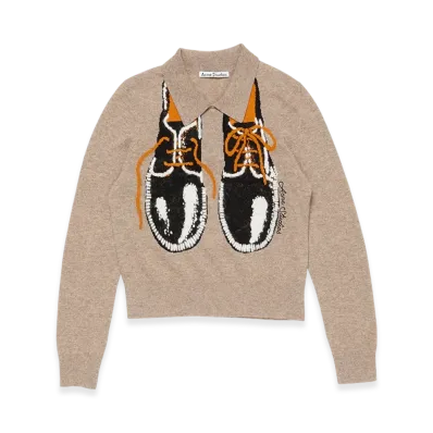 Acne Studios Yak Wool Polo Sweater "Greige Melange"