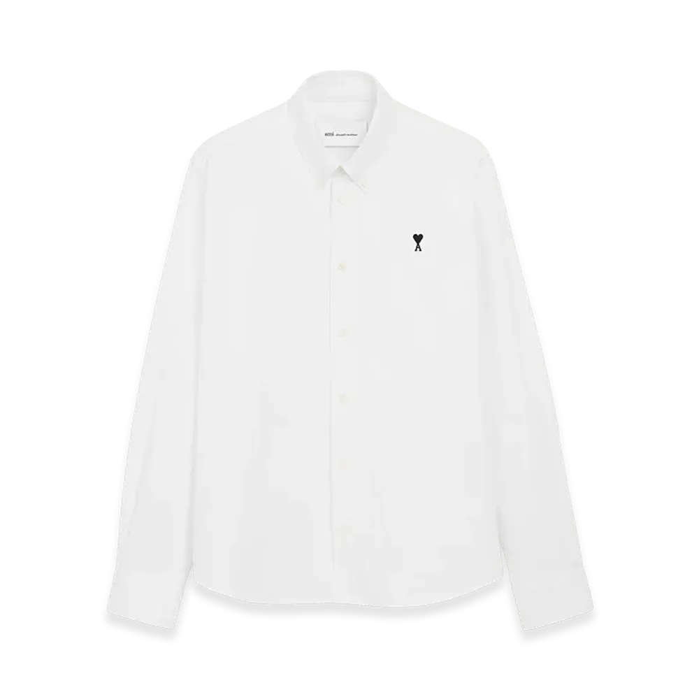 AMI PARIS Cotton Button Down Ami De Coeur Shirt "White"