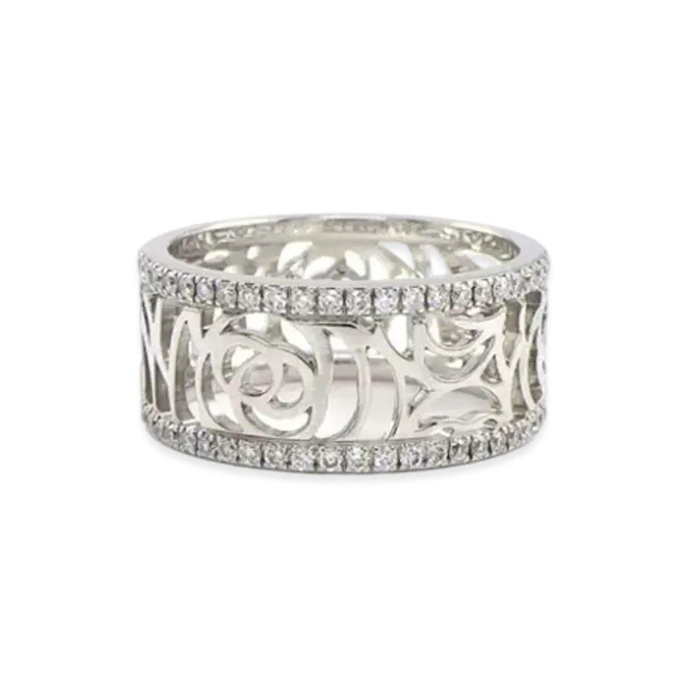 CHANEL Camelia Flower Full Circle Ring Diamond 18K "White Gold"
