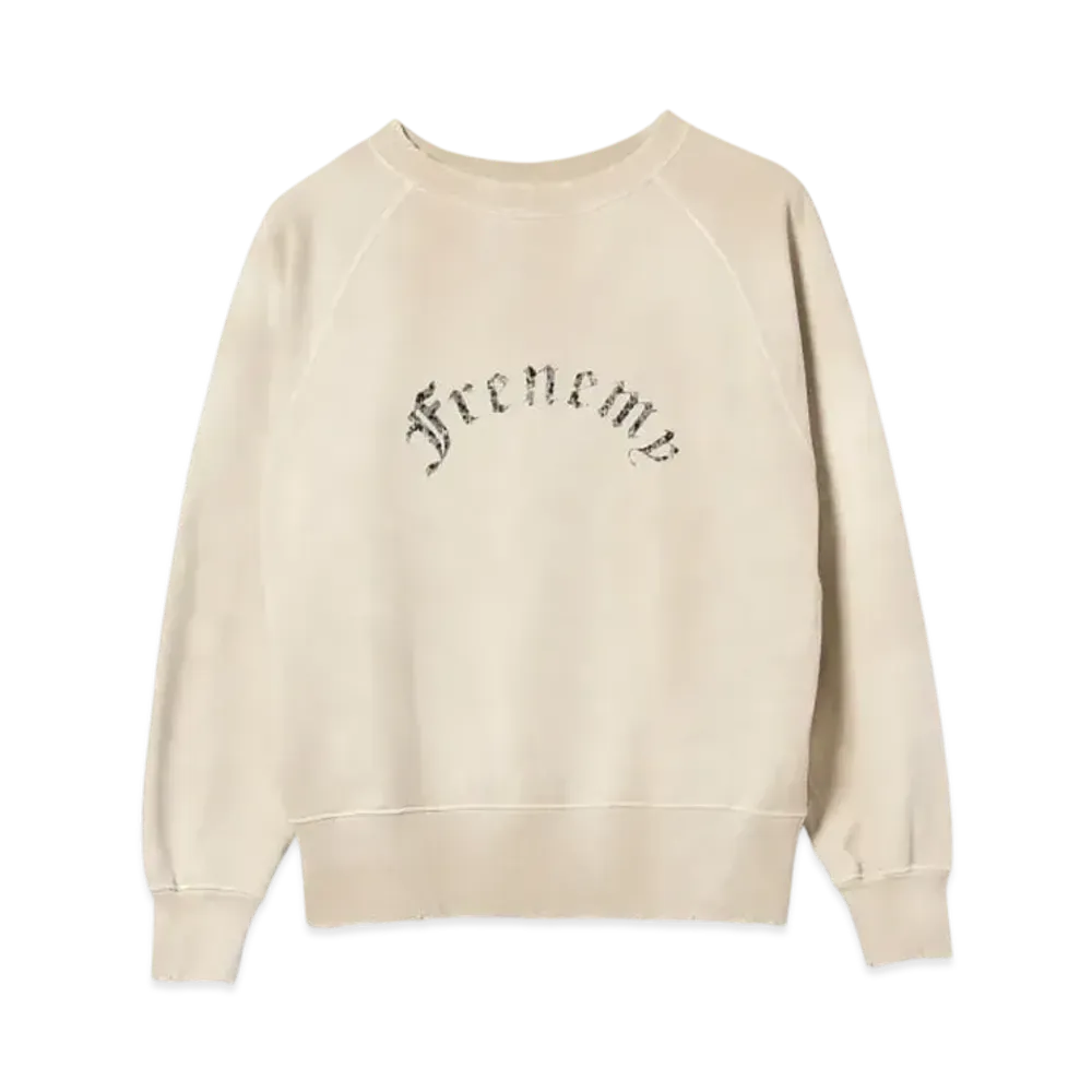BEAMS FUTURE ARCHIVE Damege Flocky Print Crewneck Sweat "White"